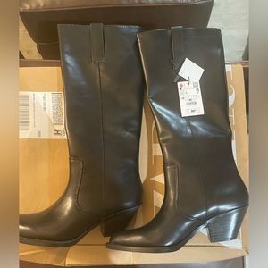 Zara black heeled boots